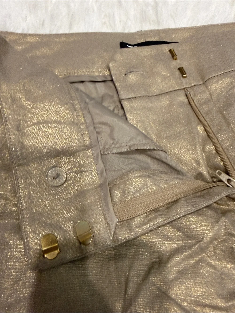 New York & Company Metallic Gold Cuffed Bermuda Shorts - Picture 4 of 7